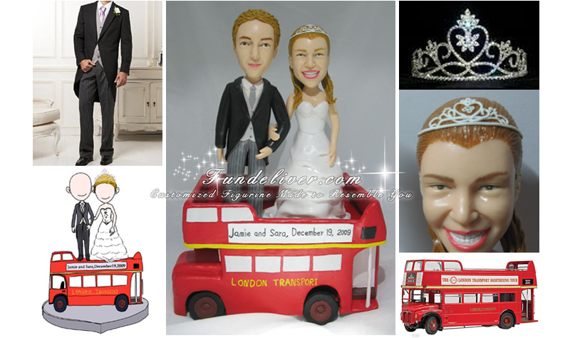 London Double Decker Bus Wedding Cake Toppers